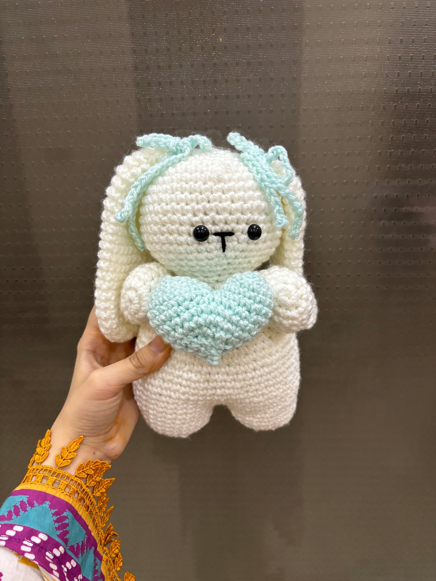 Crochet bunny with heart