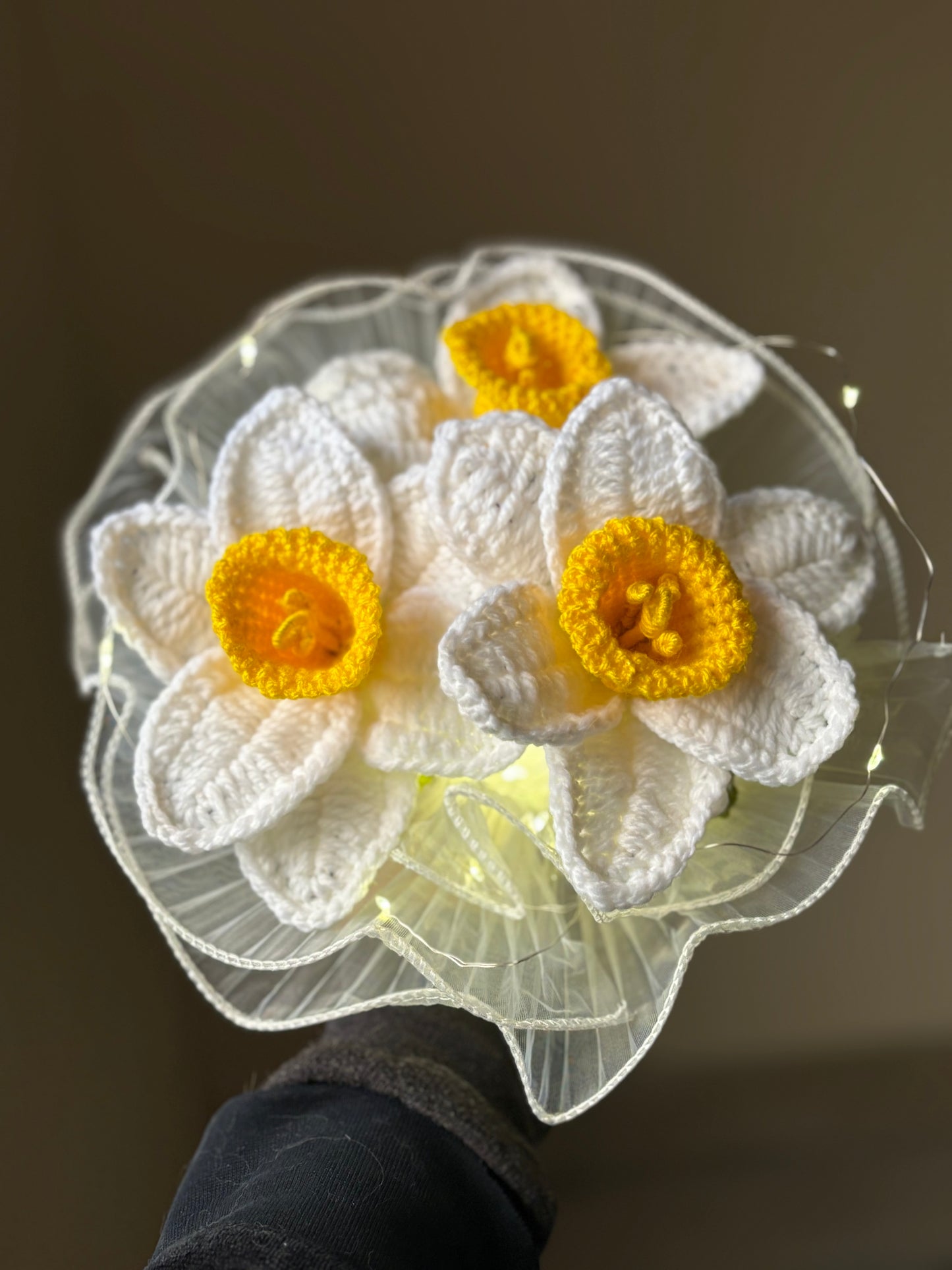 Crochet daffodils bouquet