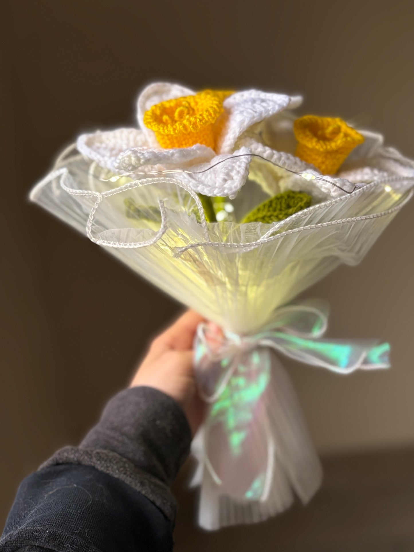 Crochet daffodils bouquet