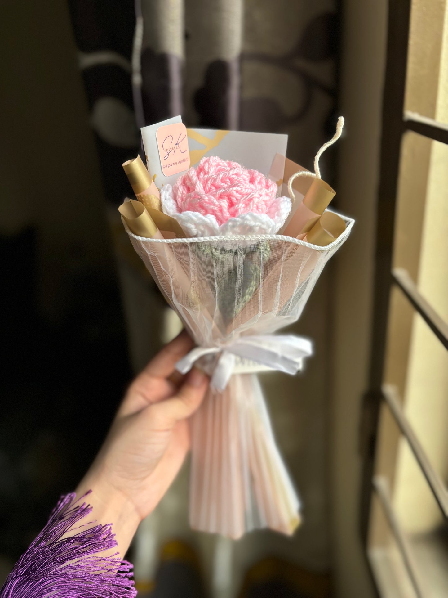 Crochet pink ombre rose