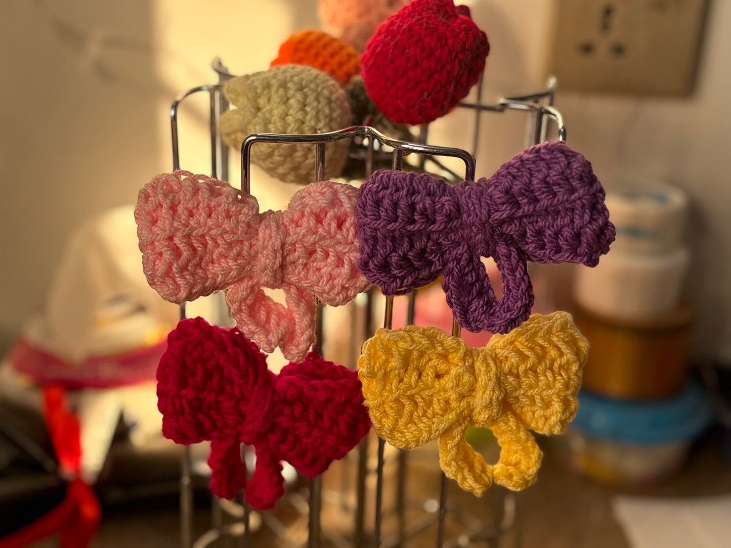 Crochet bow hairclips(alligator clip)