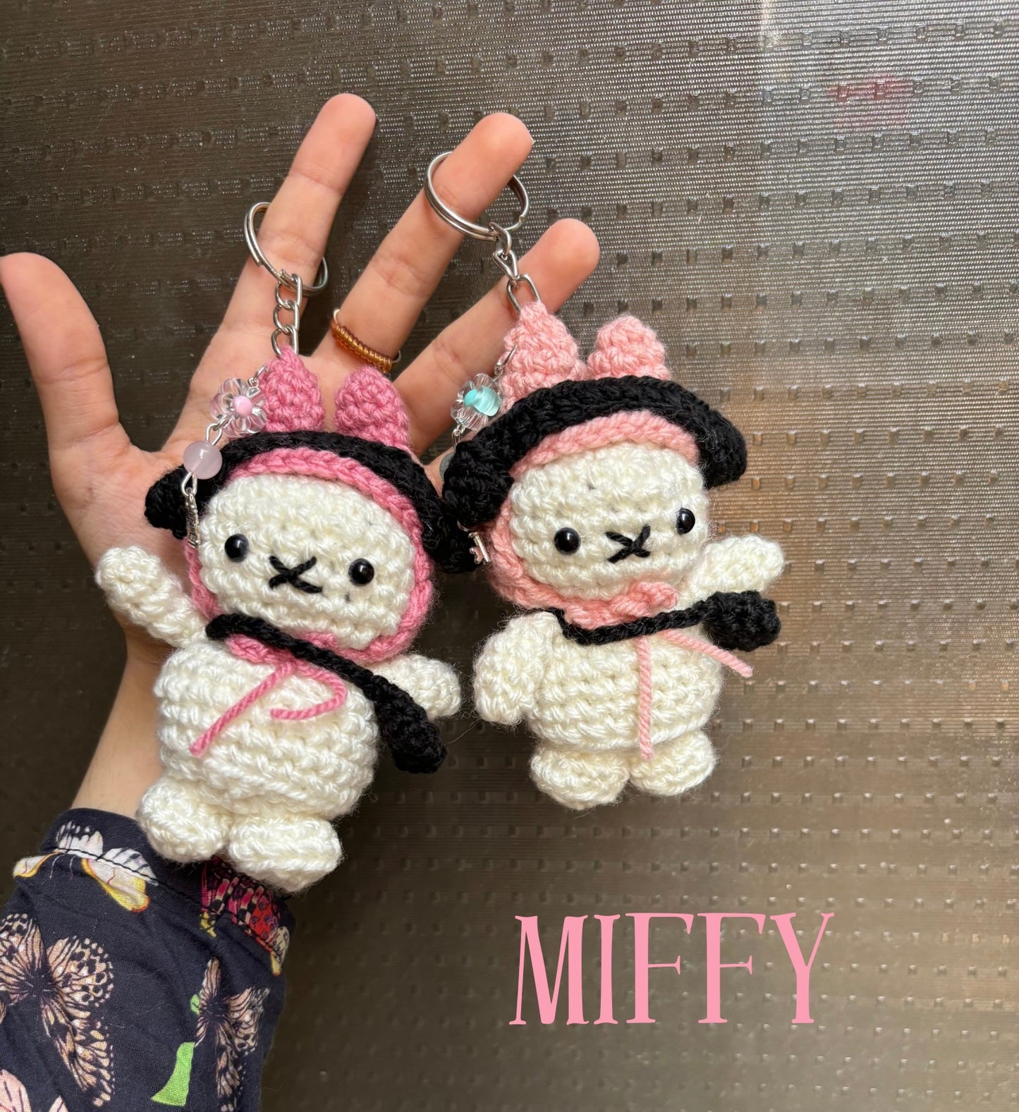 Crochet miffy keychain