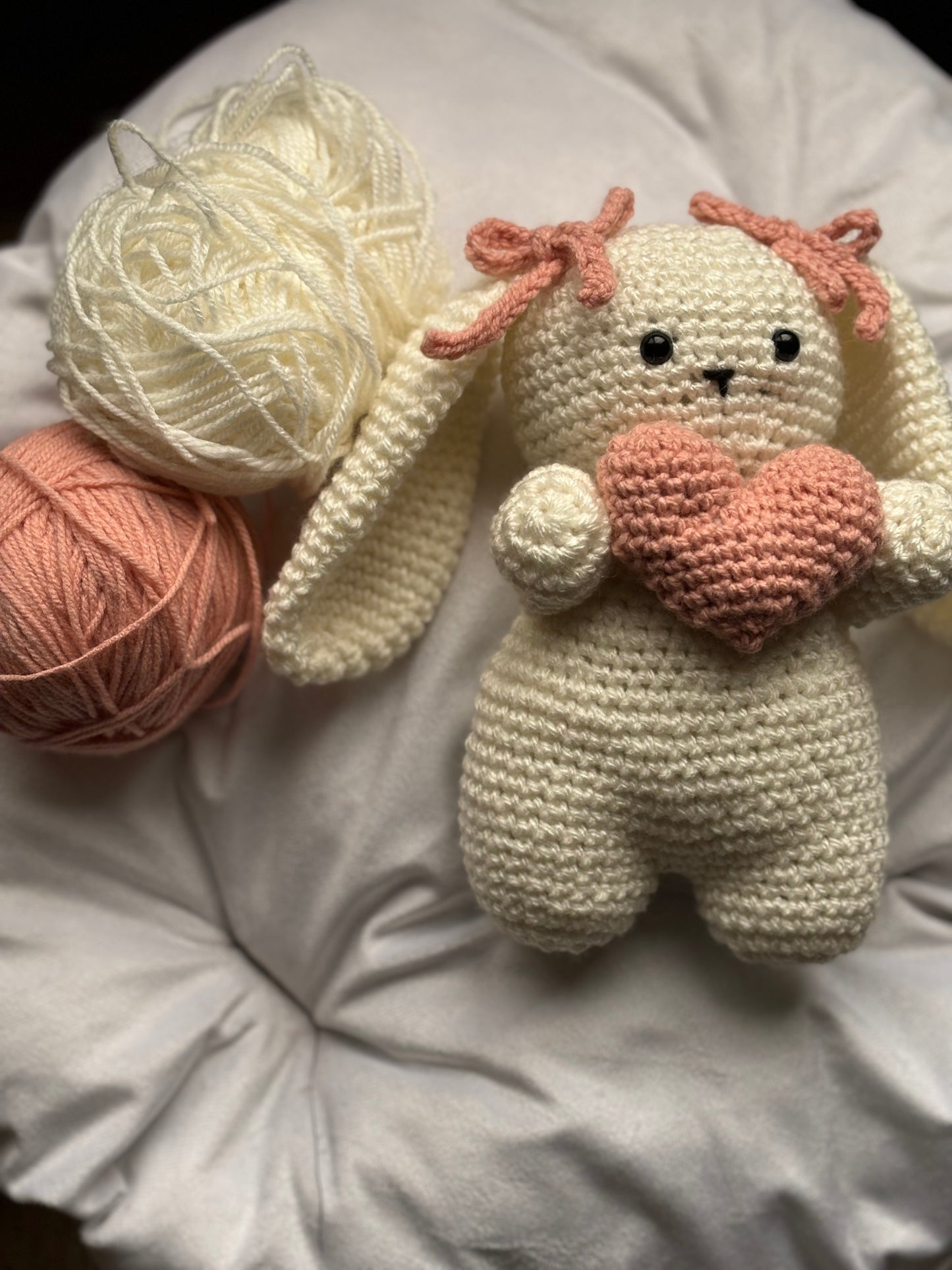Crochet bunny with heart