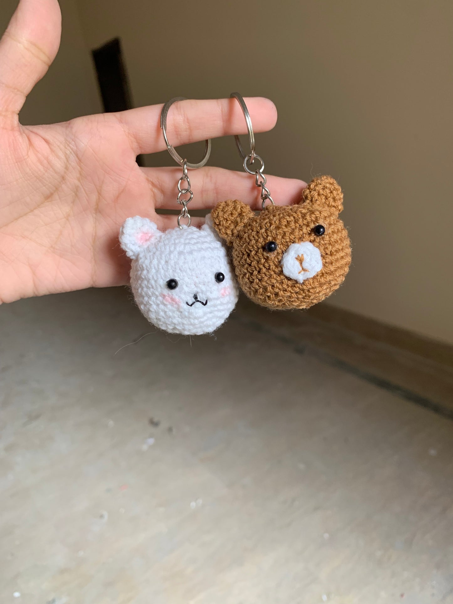 Crochet bear keychain