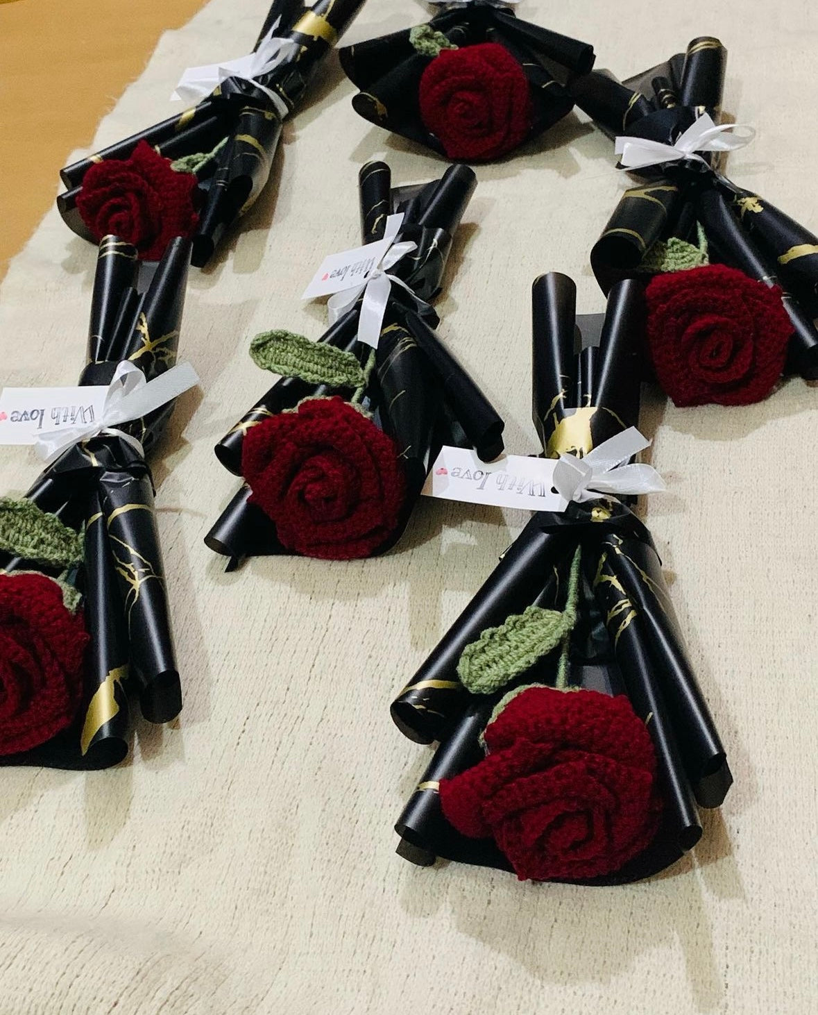 Crochet petal rose bouquet