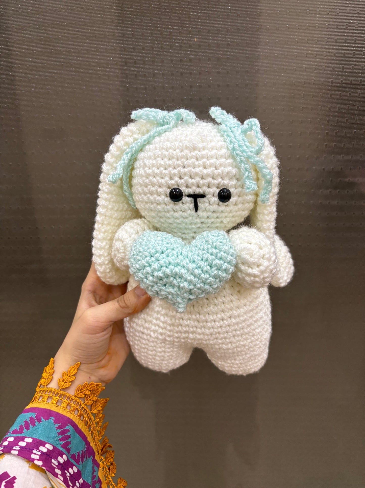 Crochet bunny with heart