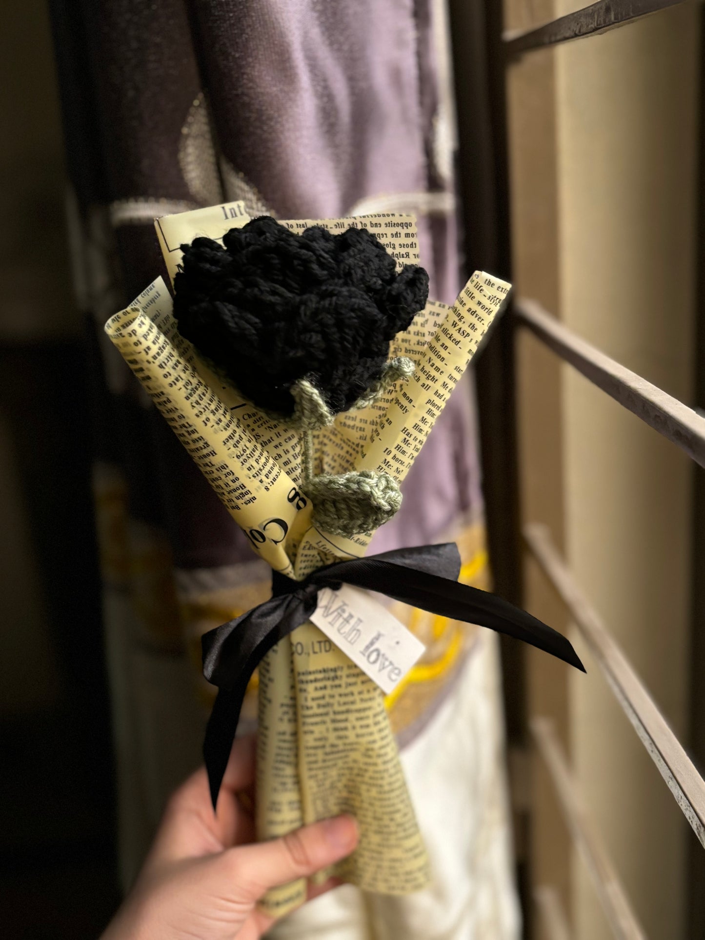 Crochet black rose