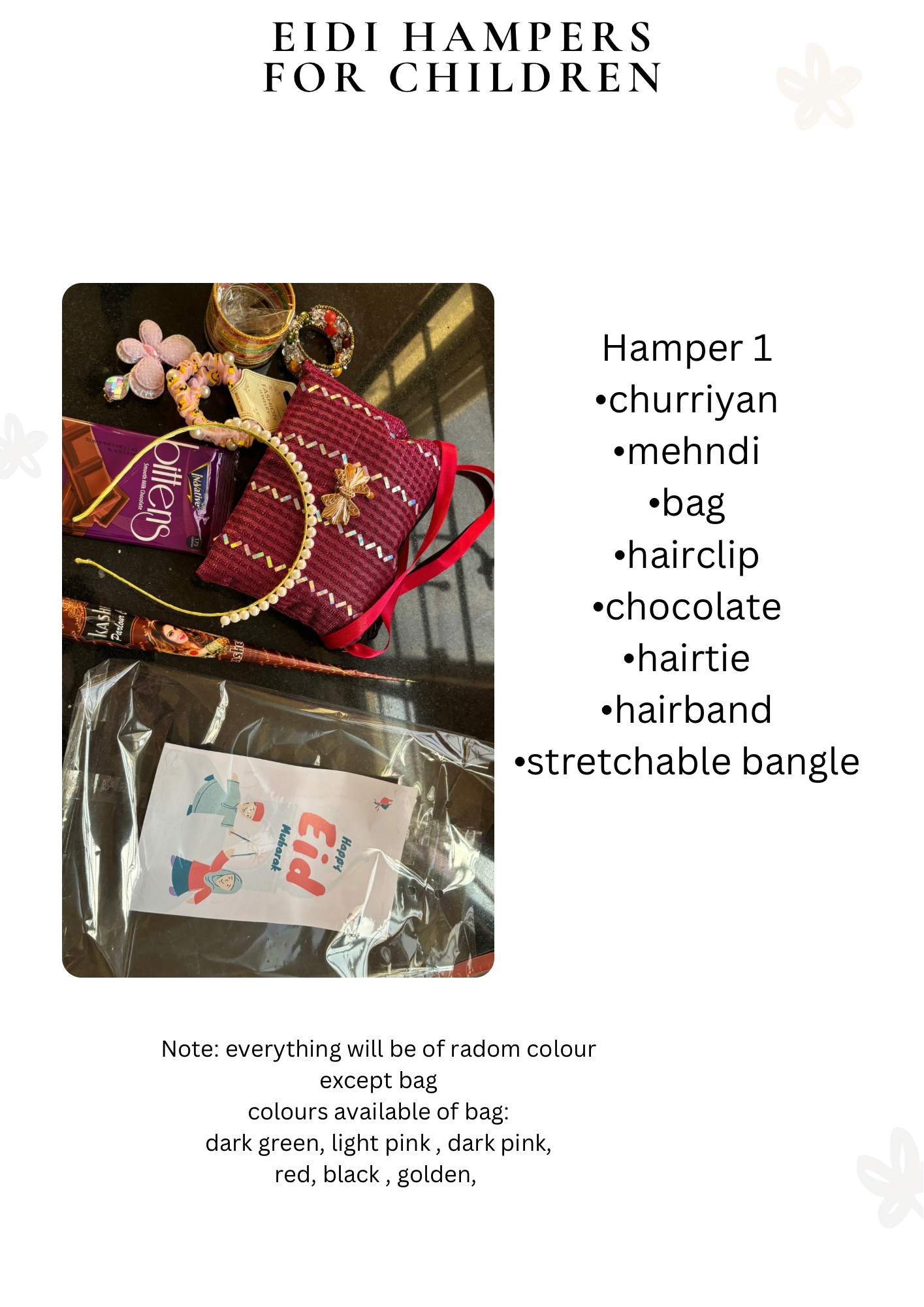 Eidi hamper (everything will be of random colour)