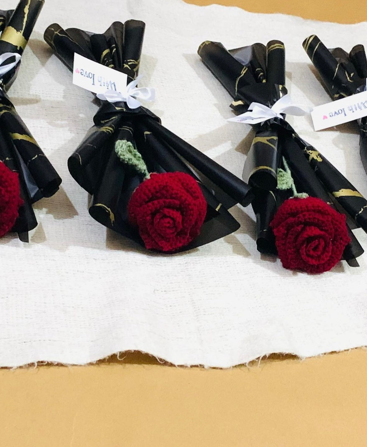 Crochet petal rose bouquet