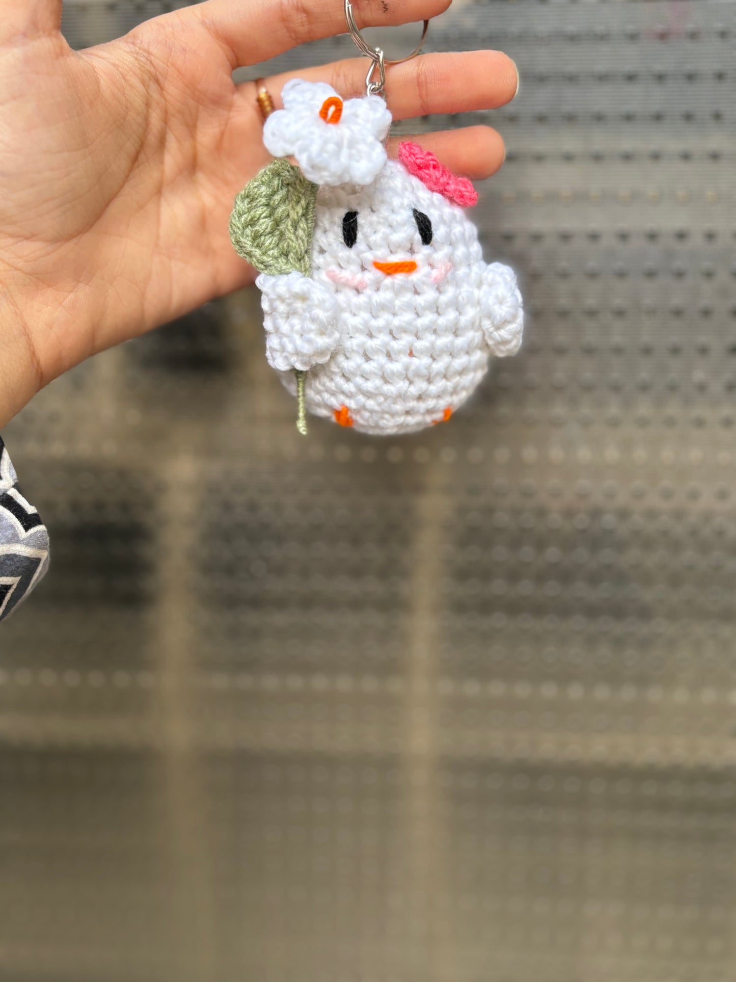 Crochet chick keychain