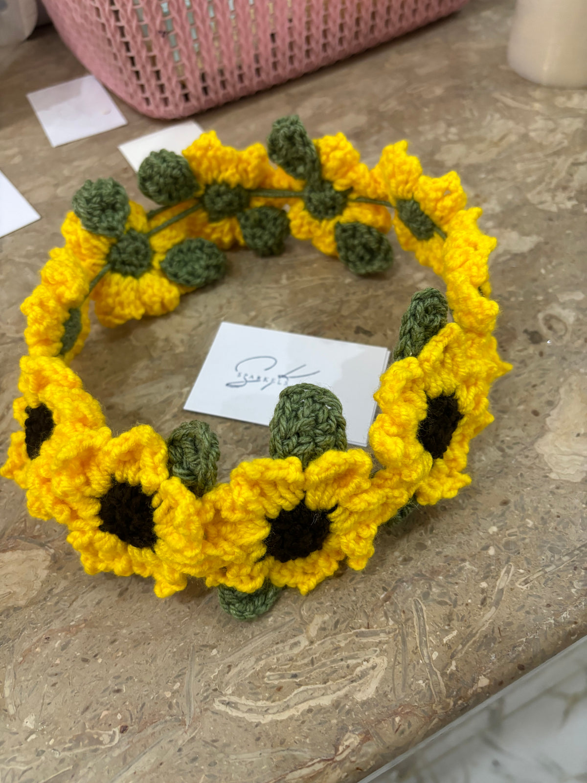 Crochet sunflower hairband / tiara
