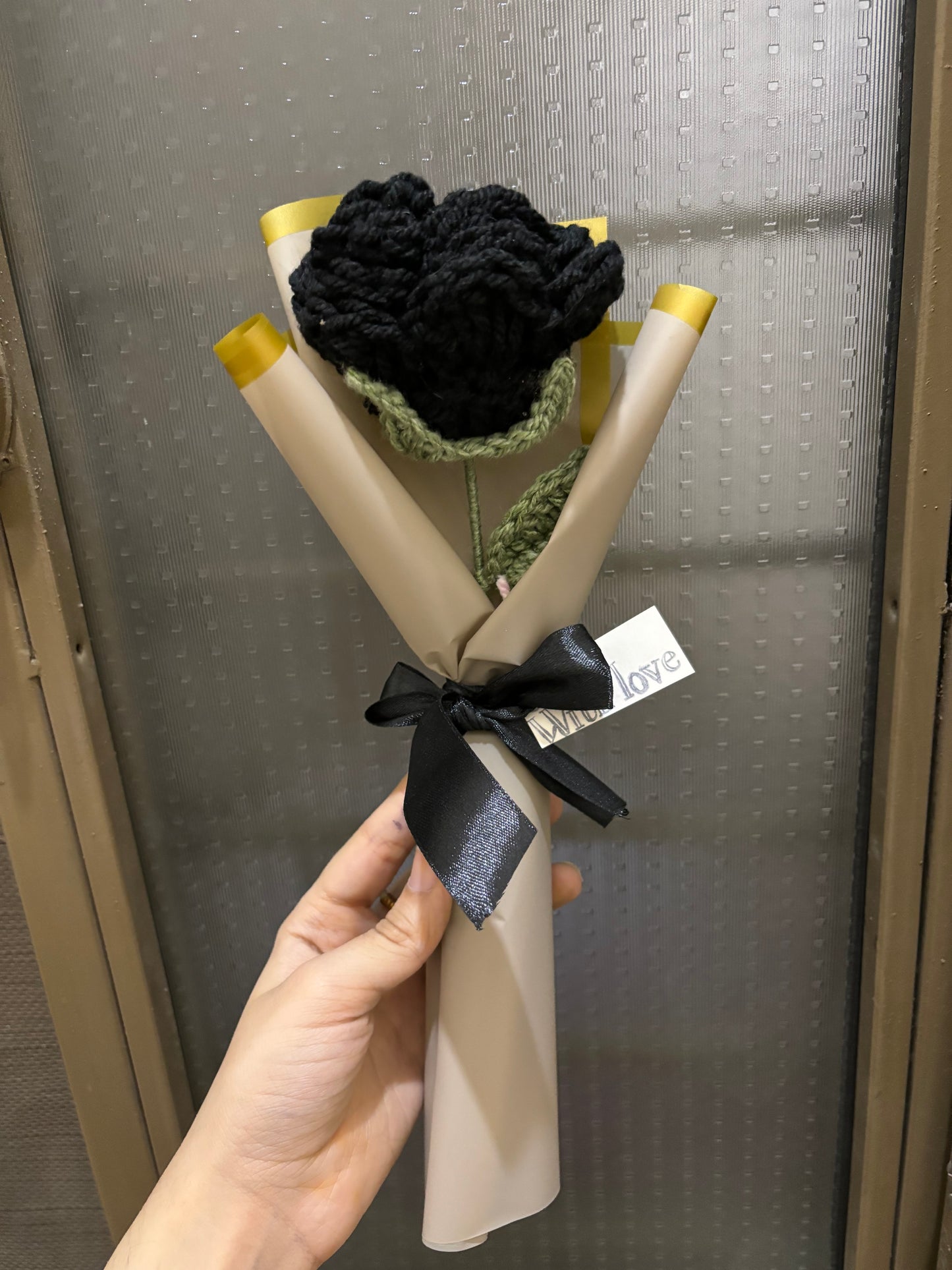 Crochet black rose