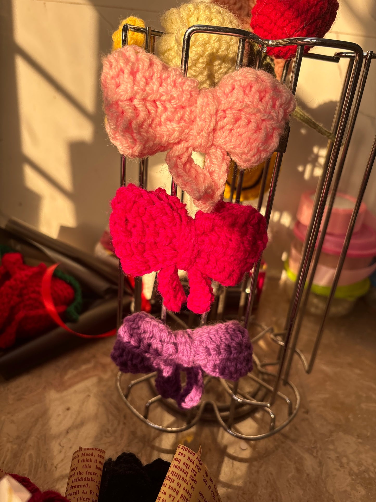 Crochet bow hairclips(alligator clip)