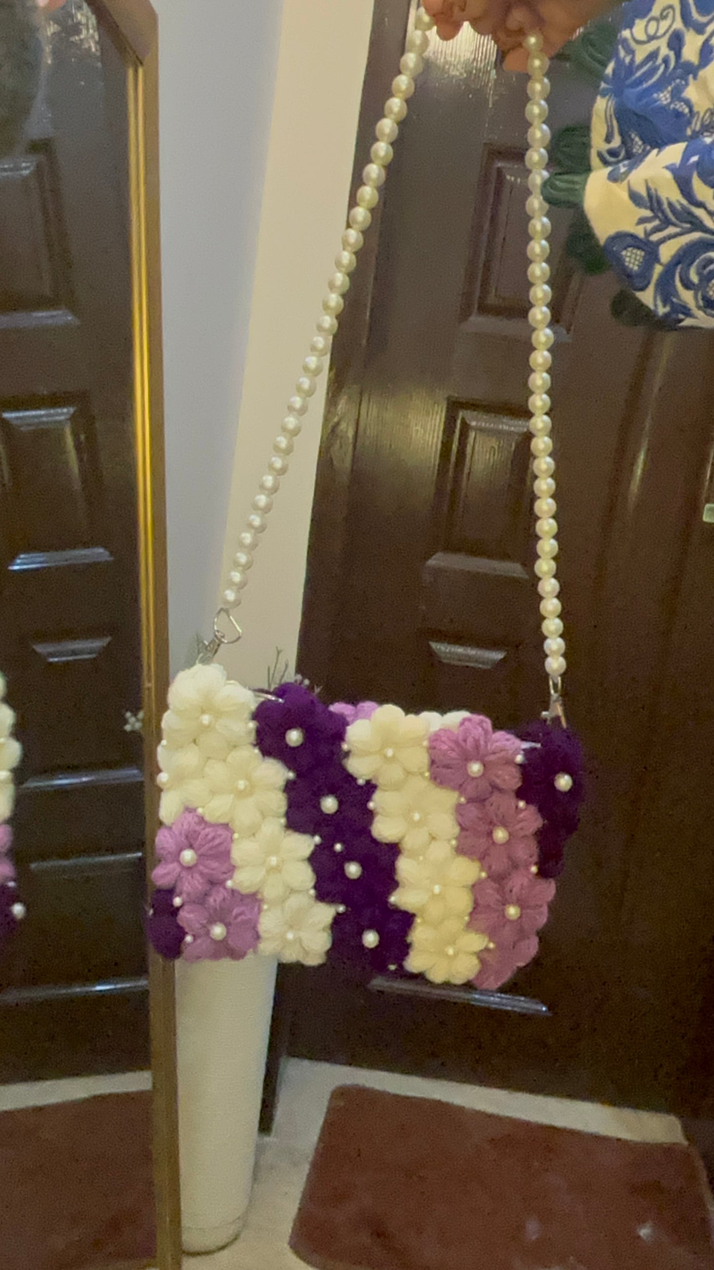 Crochet puff flower bag