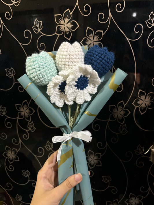 Crochet tulip daisy bouquet