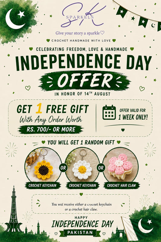Free gift ( it’ll be either crochet keychain or hairclaw)