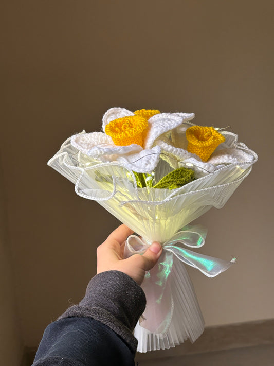 Crochet daffodils bouquet