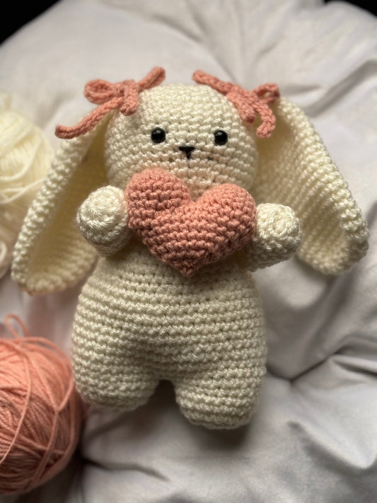 Crochet bunny with heart