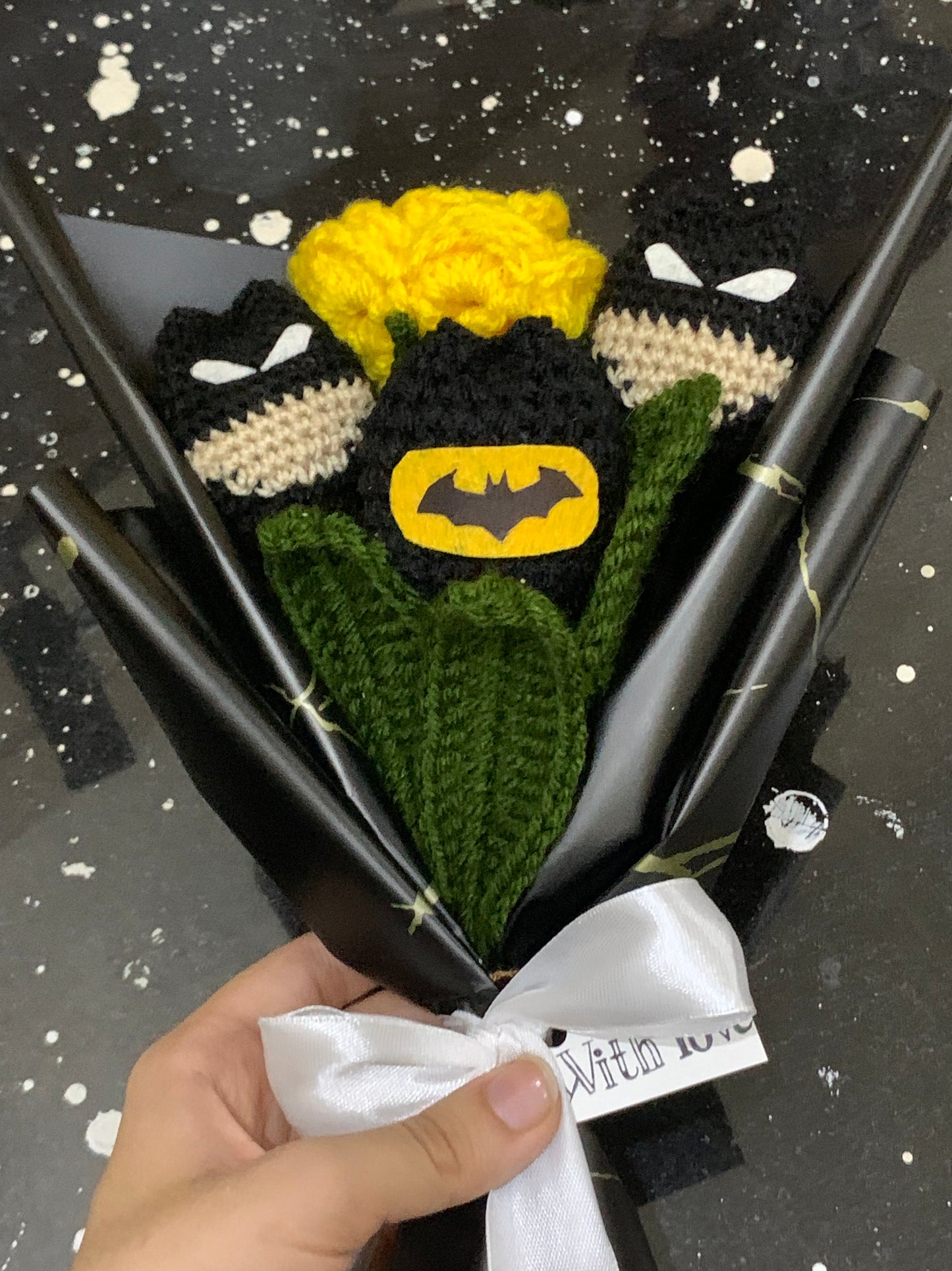 Crochet batman themed bouquet