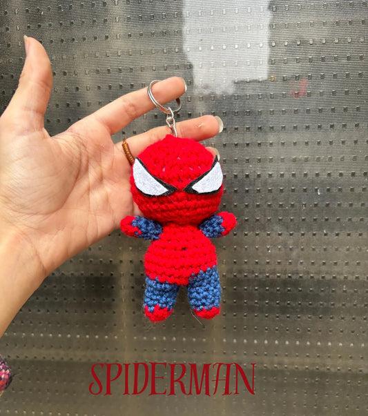 Crochet spiderman keychain