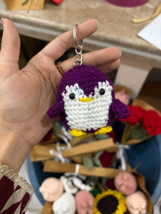 Crochet penguin keychain