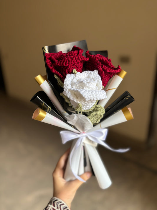 Handmade crochet rose bouquet