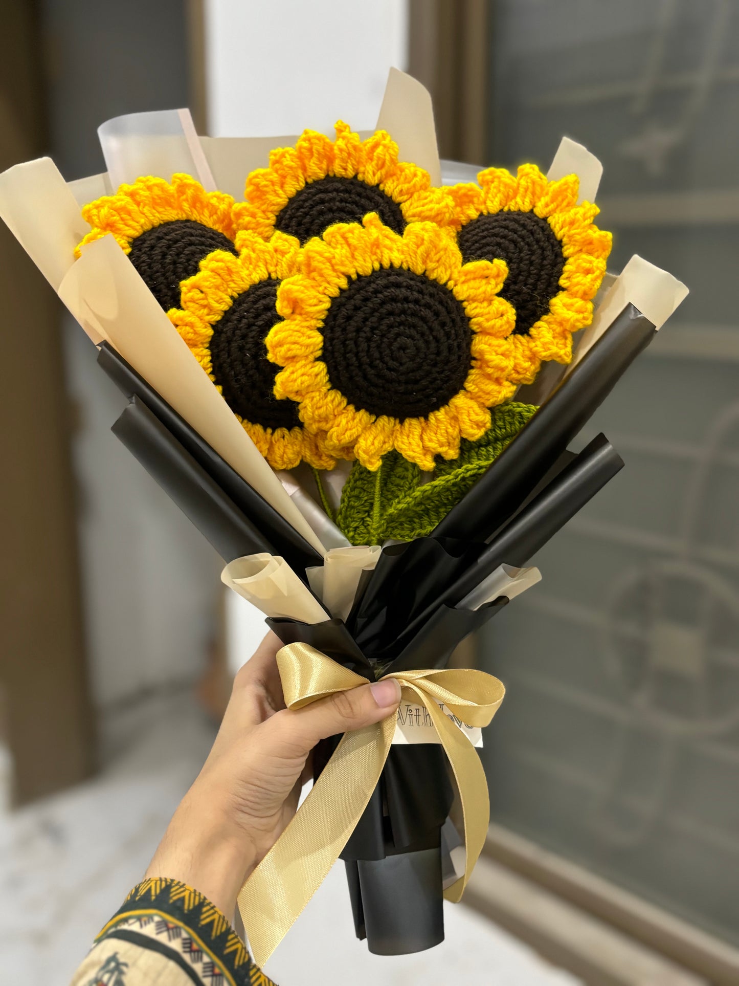 Crochet sunflower bouquet