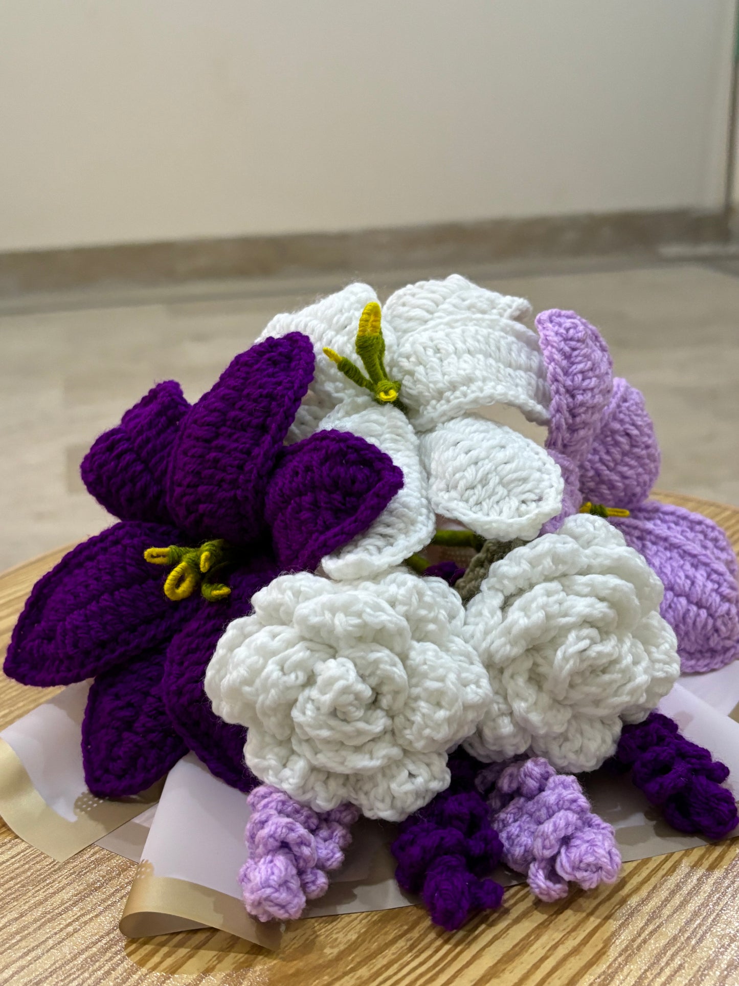 Crochet lily bouquet