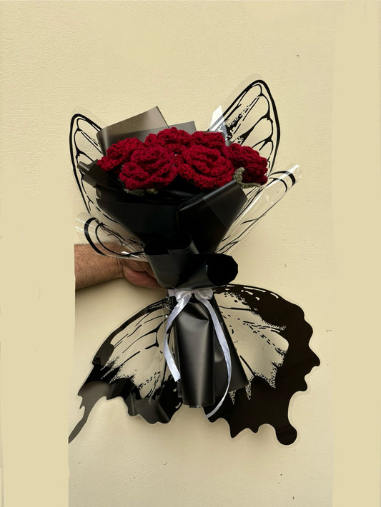 Crochet premium roses butterfly bouquet