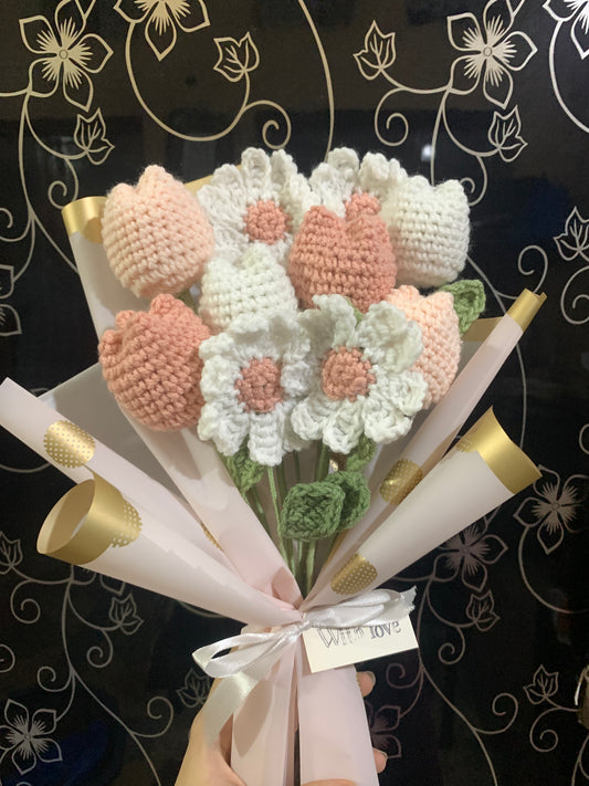 Crochet pastel bouquet