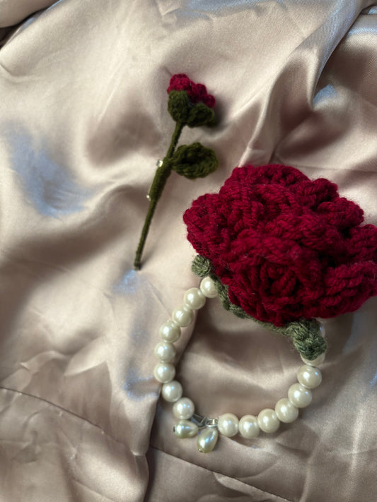 Crochet adjustable rose pearl gajra