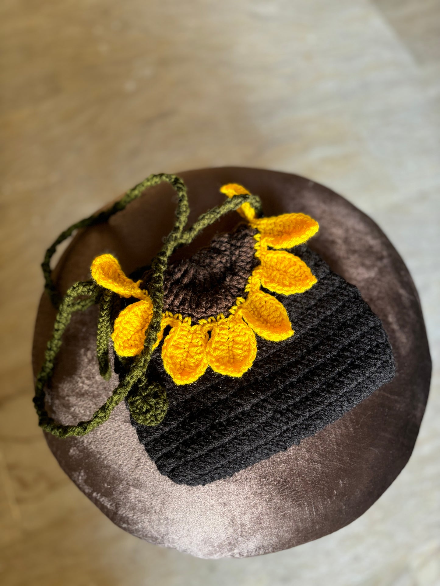 Crochet sunflower bag