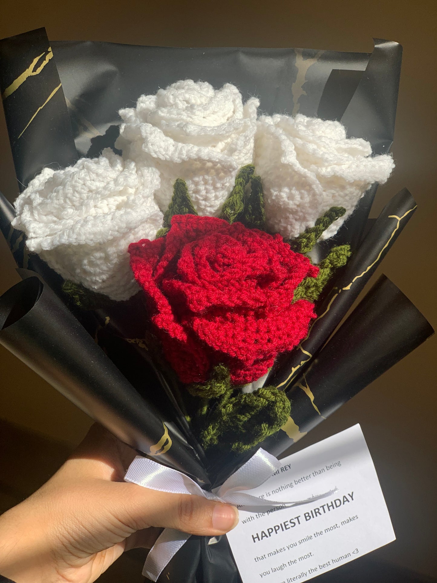 Crochet 12 petal roses bouquet