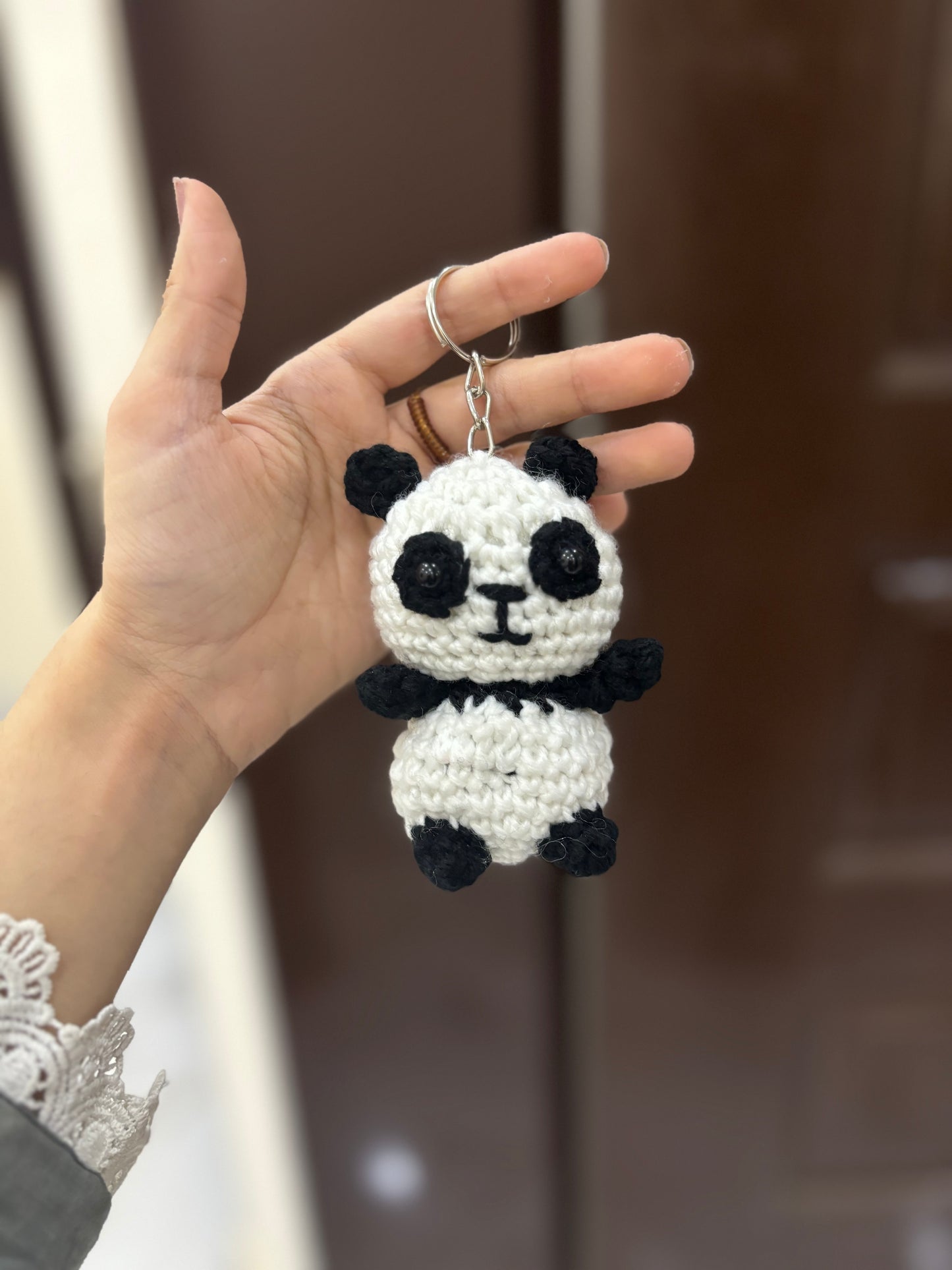 Crochet panda keychain