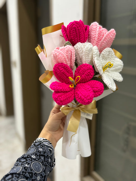 Crochet petal tulip bouquet