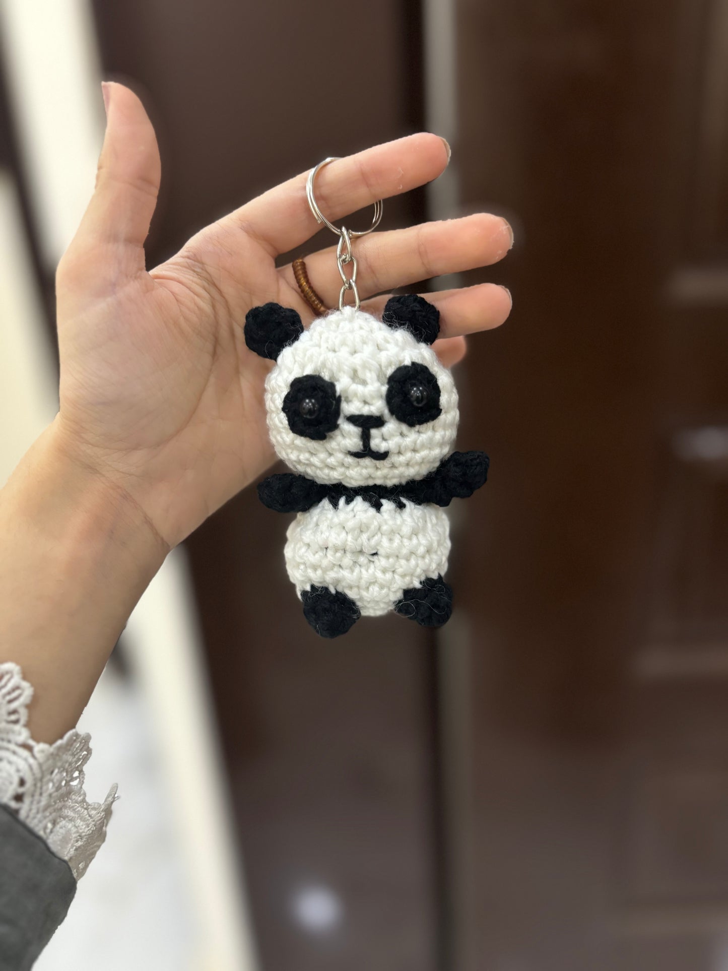Crochet panda keychain