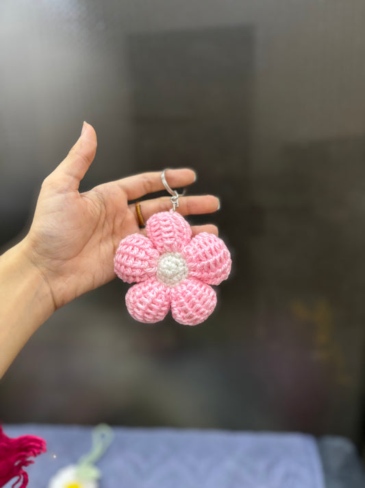 Crochet flower keychain