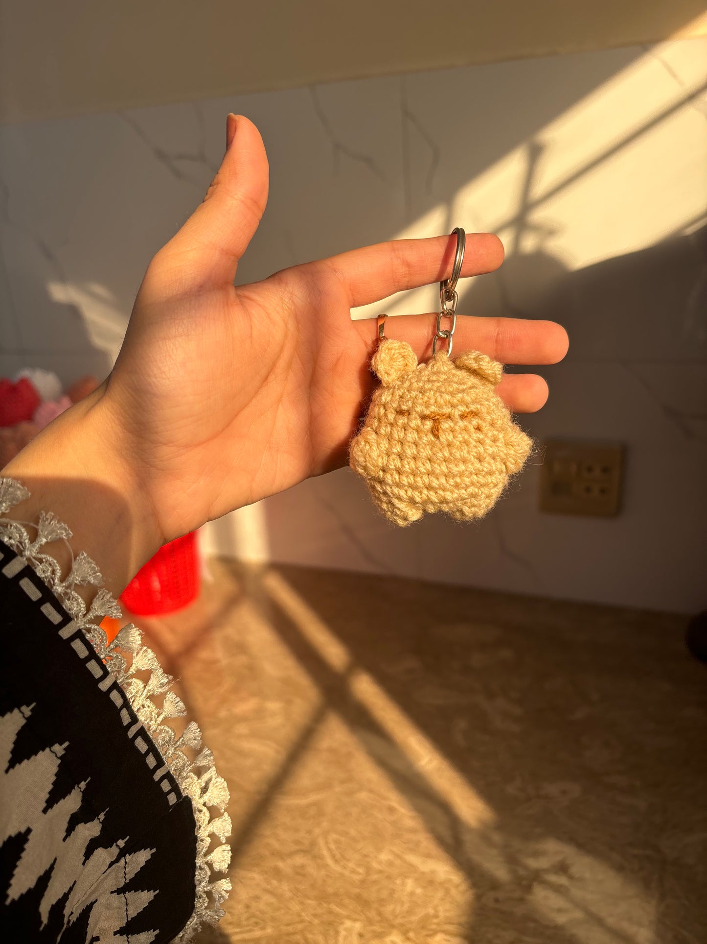 Crochet bear keychain