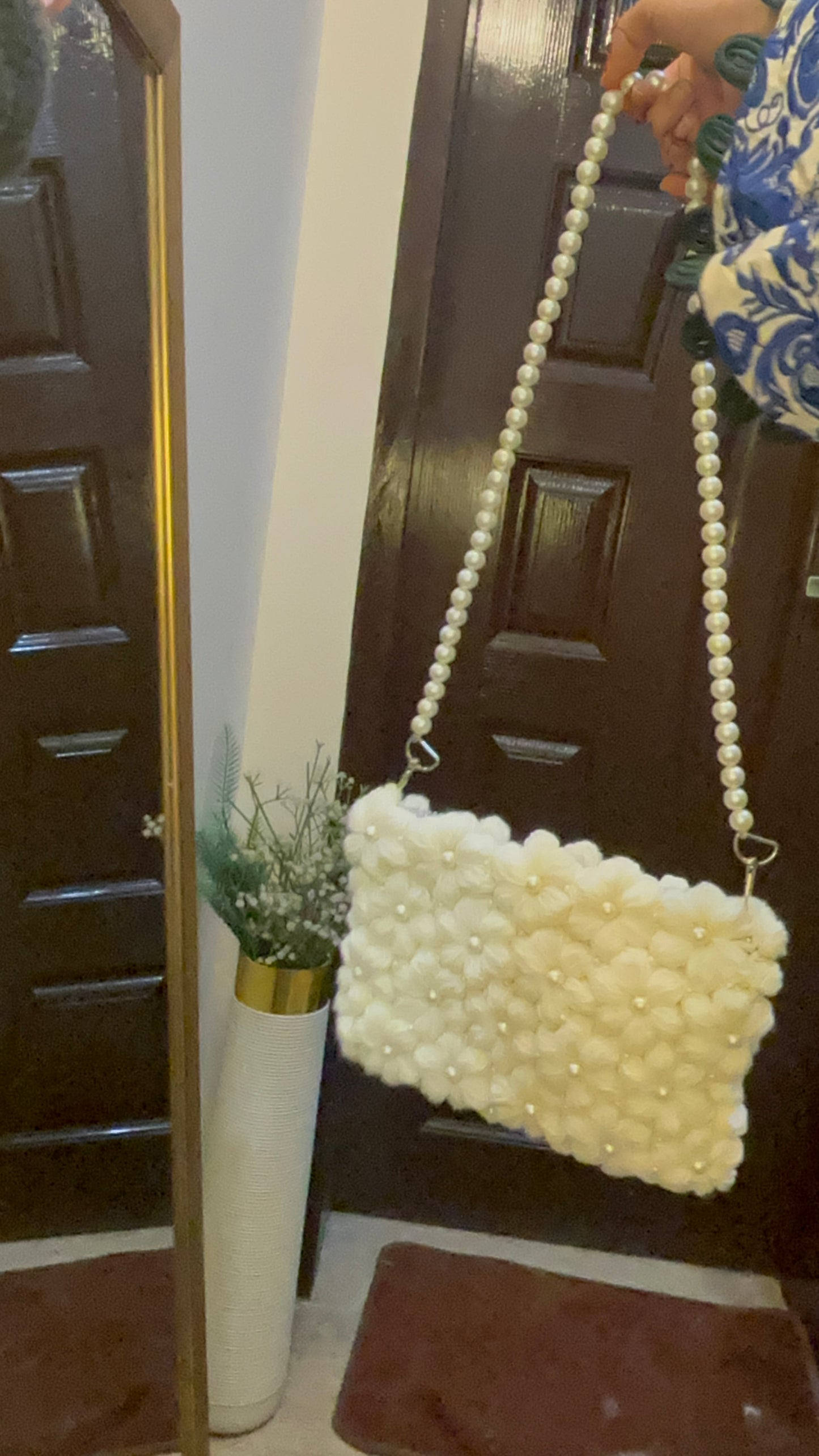 Crochet puff flower bag