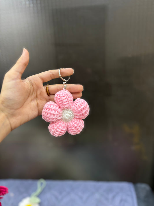 Crochet flower keychain