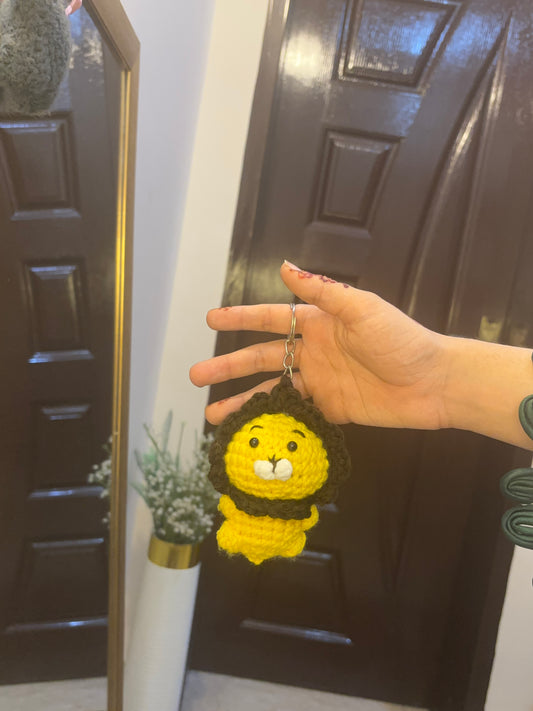 Crochet lion keychain