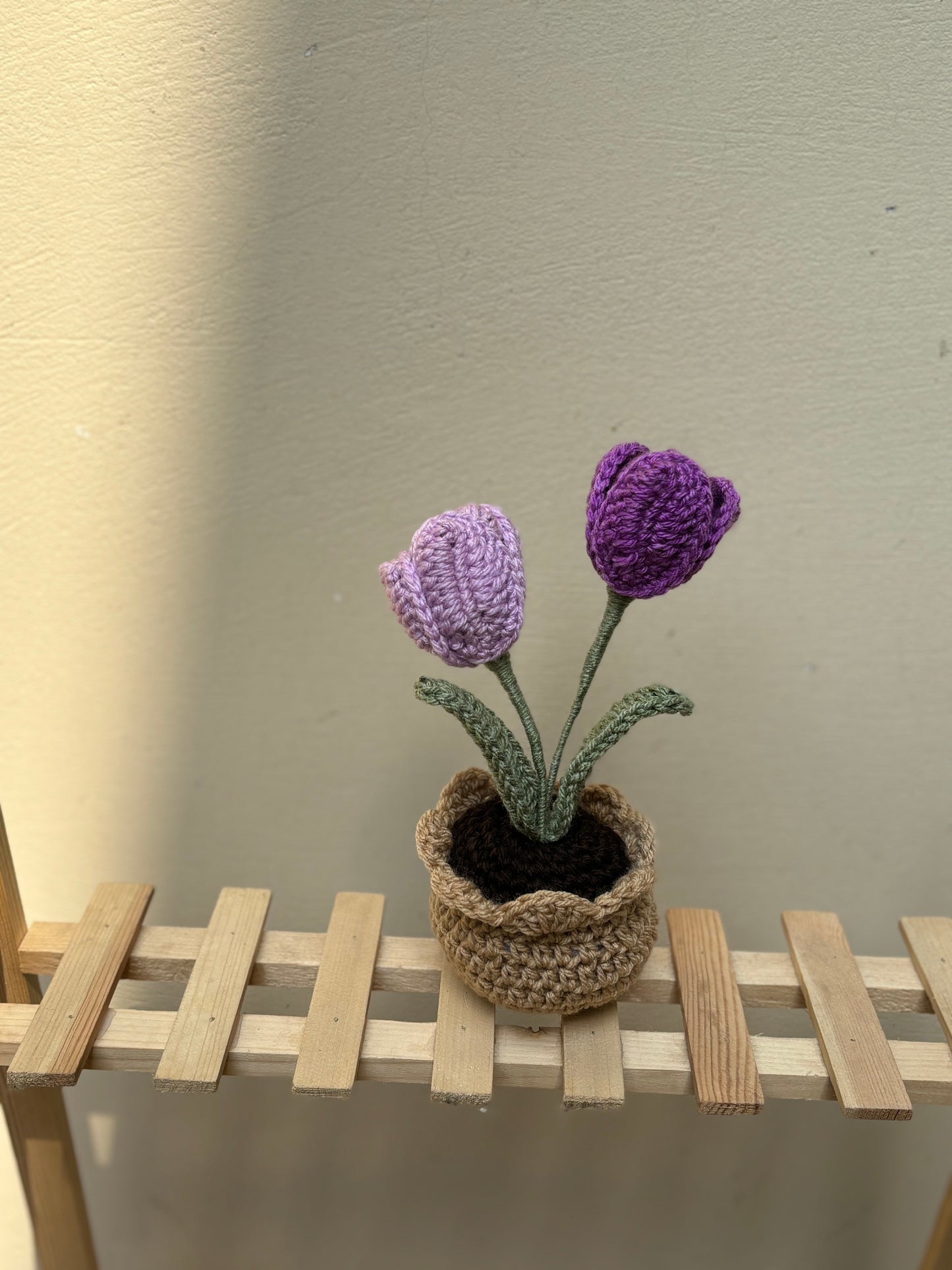 Crochet petal tulip pot