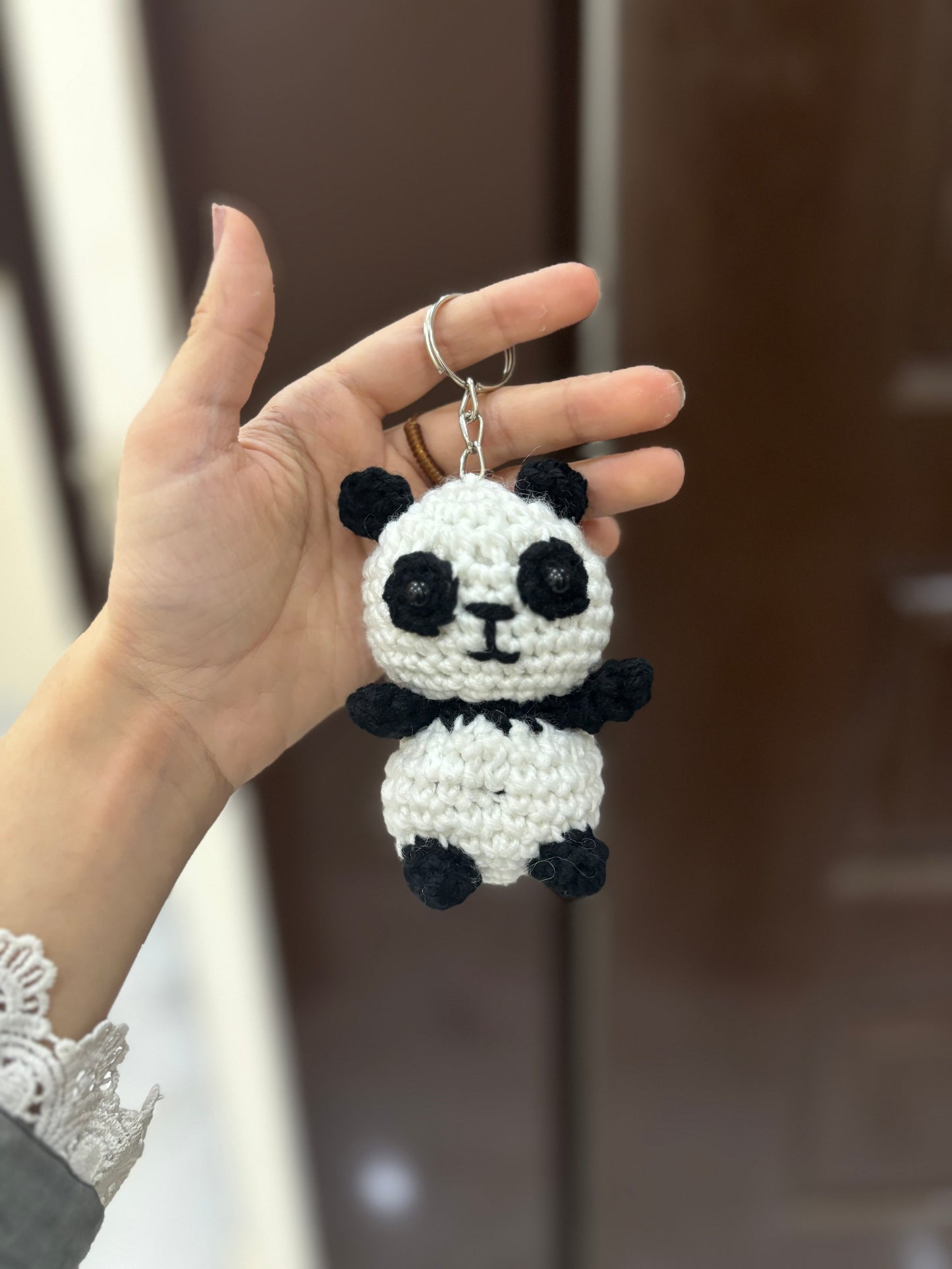 Crochet panda keychain