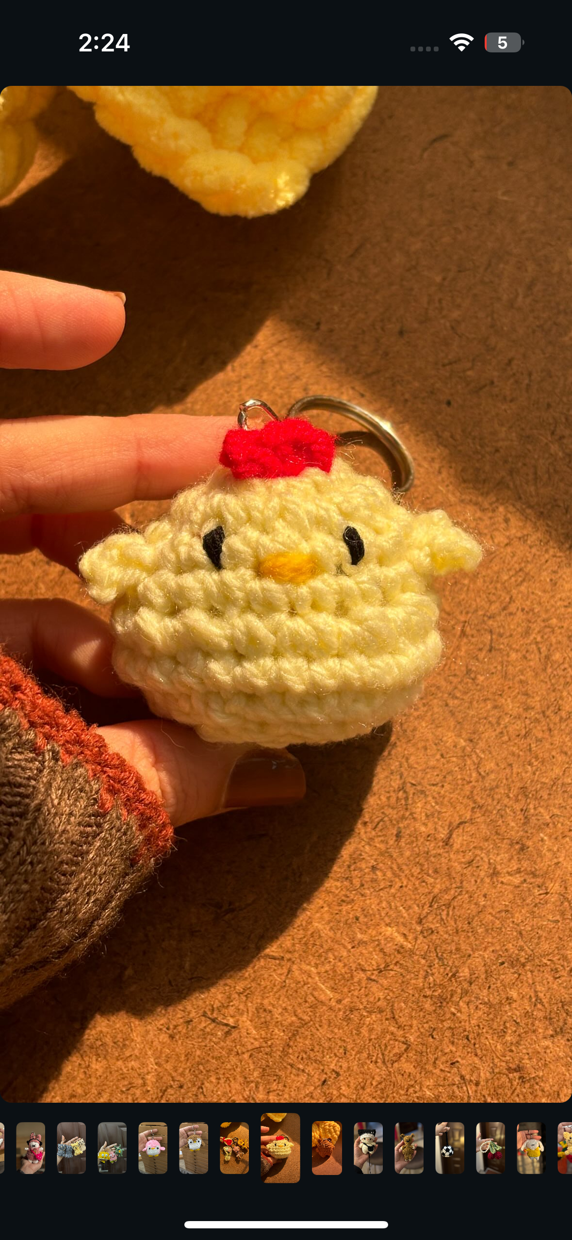Crochet mini chick keychain