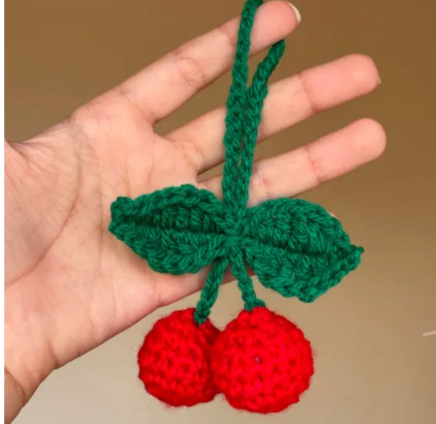 Crochet cherry bagcharm