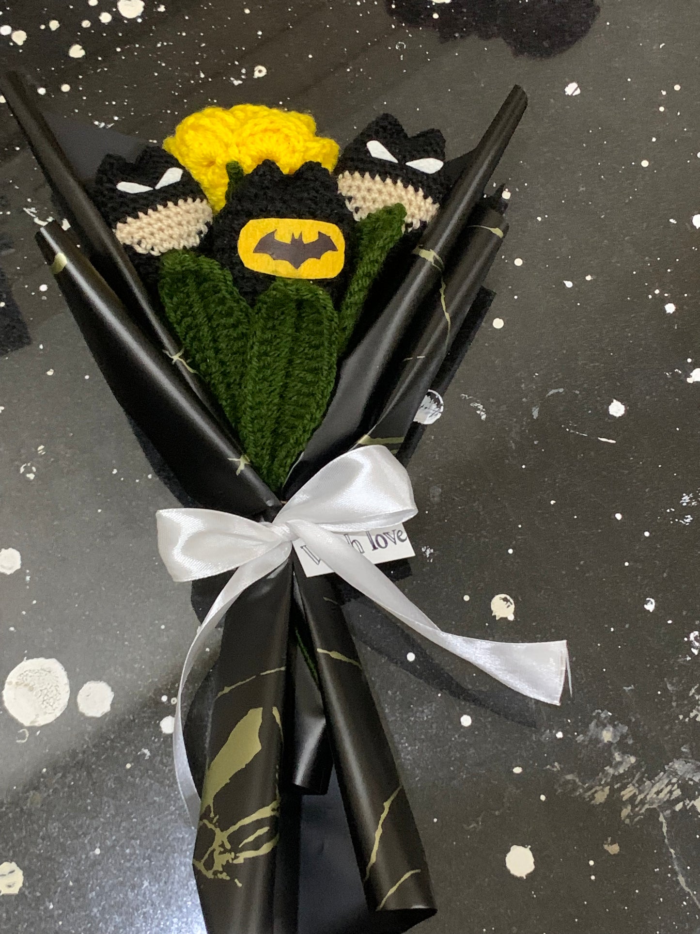 Crochet batman themed bouquet