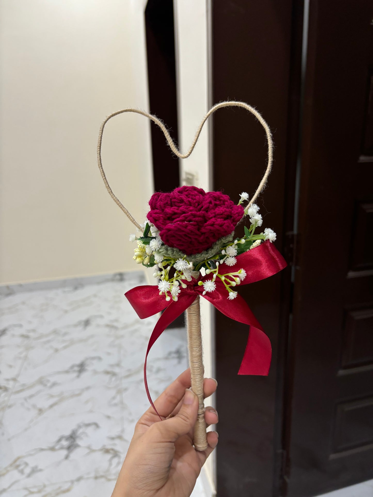 Crochet rose Nikkah pen