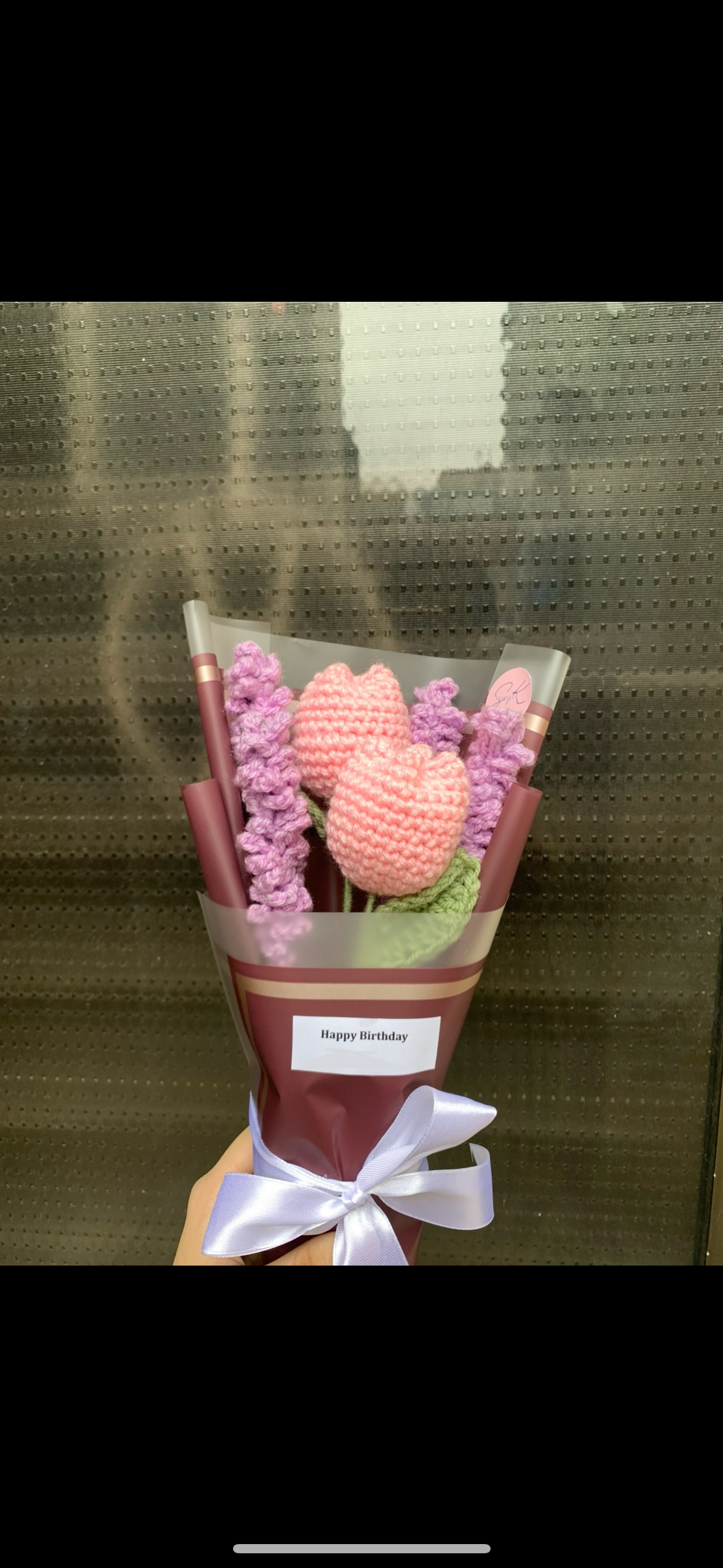 Crochet tulip lavender bouquet