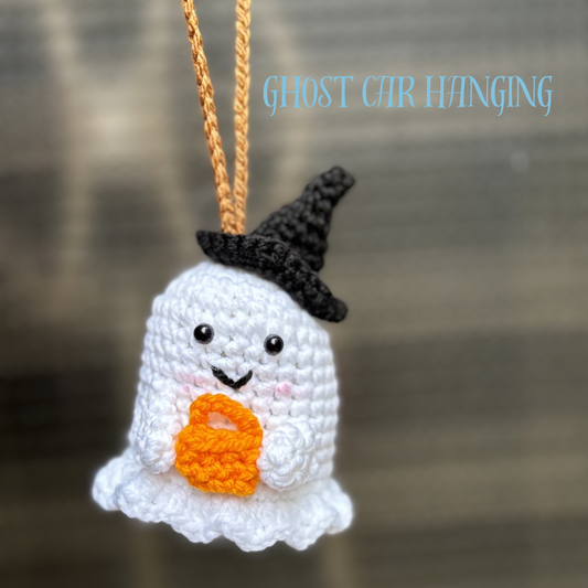 Crochet ghost car hanging