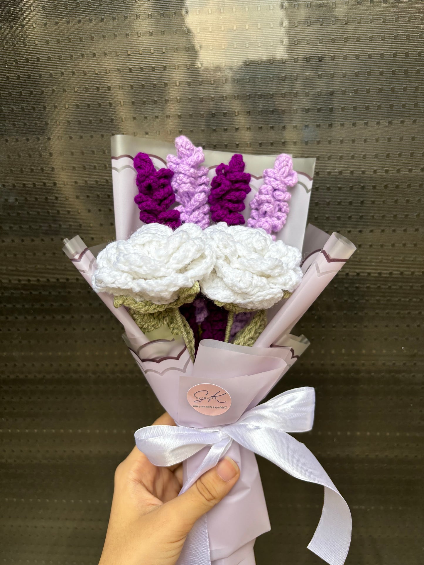 Crochet roses lavender bouquet